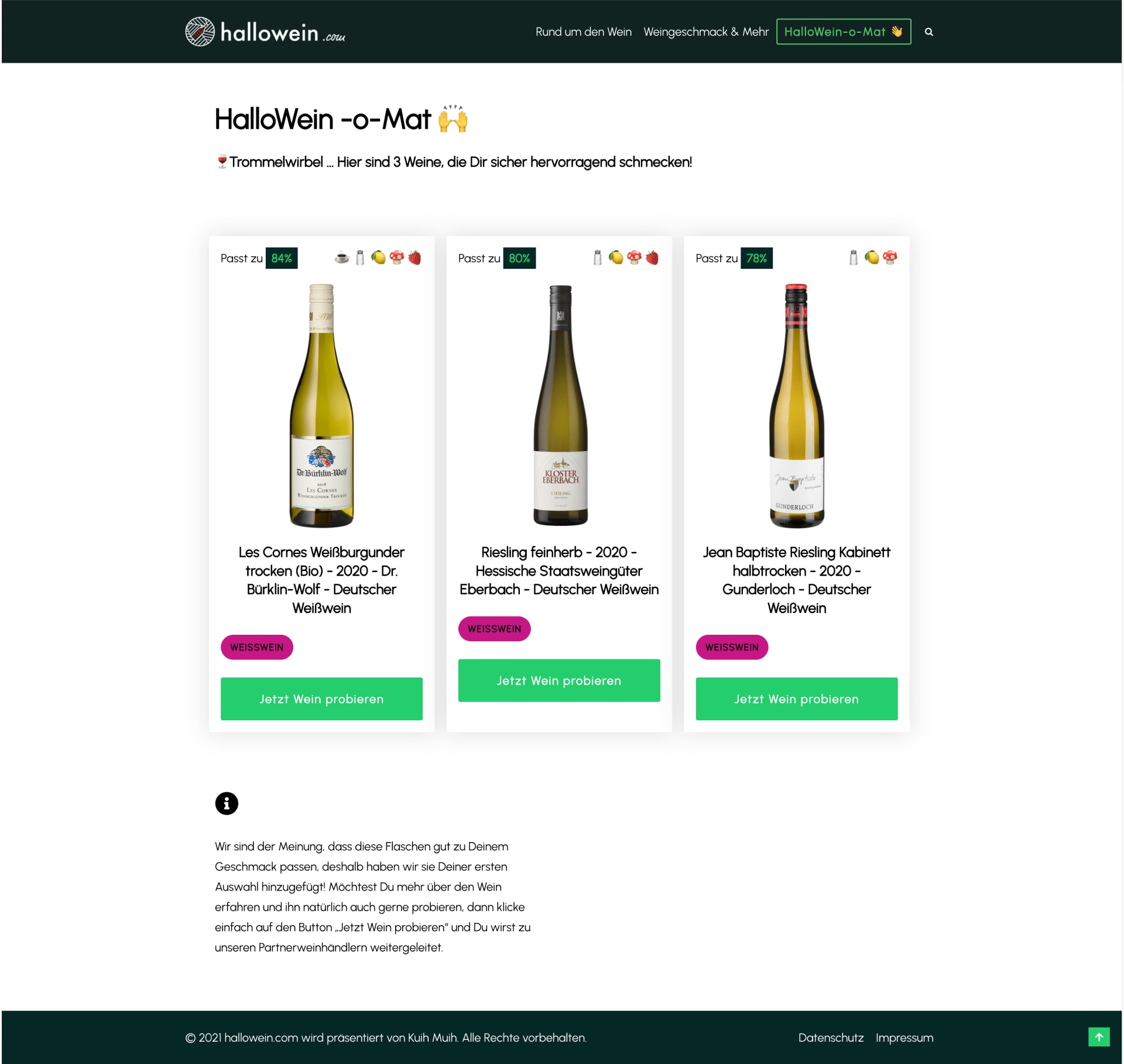 HalloWein Wine Recommondation Quiz Results Step 9